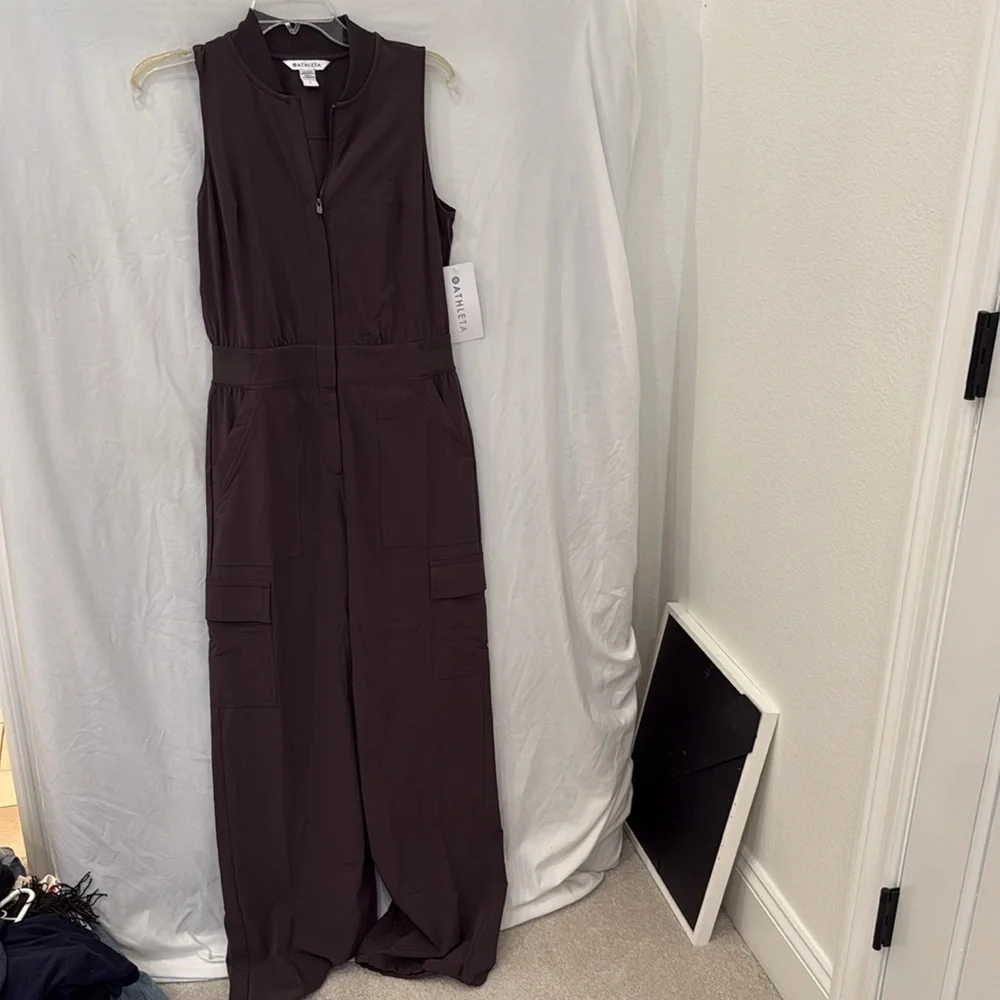 New Athleta 12 Brooklyn Utility Jumpsuit Shale Size 2 - Picture 8 of 12